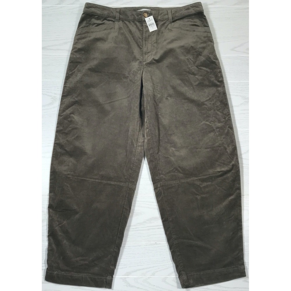 Loft Barrel Jeans Womens 12 Gray Velour Cotton Blend Stretch High Rise Taper New